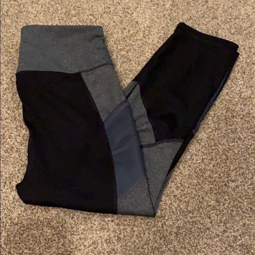 Gray and black workout leggings